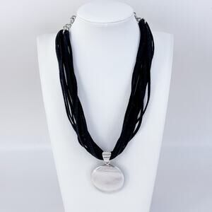 Vintage Silpada Sterling Silver 925 Round Pendant Suede Cord Necklace 18.5"